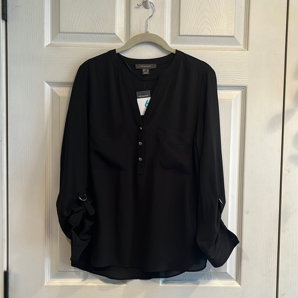 Primark brand size 6 pullover lightweight blouse w/ roll tab sleeves- NWT - Picture 1 of 7